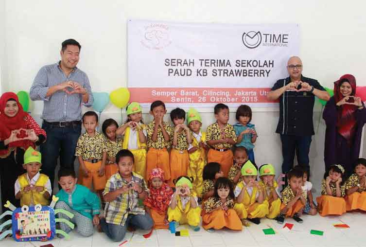 Kolaborasi Time International (PT. TIMERINDO PERKASA INTERNASIONAL) dan Happy Hearts Fund untuk Bangun Sekolah Rusak